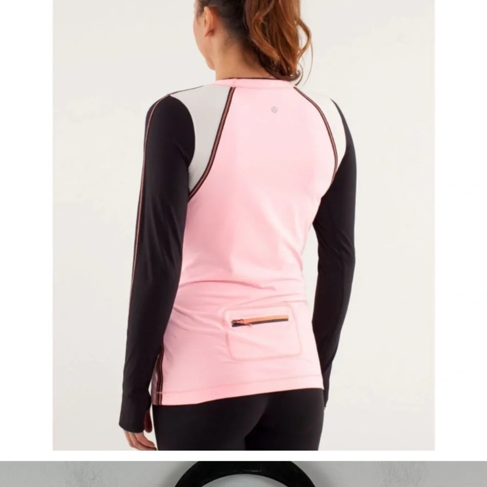 Lululemon | Women's Pink (coral) and Black Long Sleeve Top - Picture 2 of 8